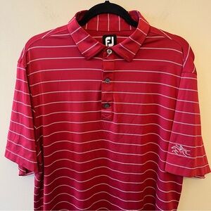 FootJoy Short Sleeve Golf Polo Maroon White Stripe Sleepy Hollow Men’s Large